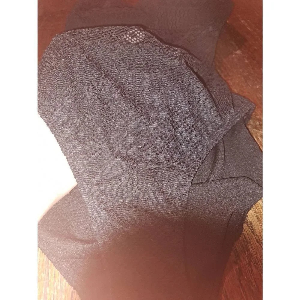 Medium 8/10 Time and Tru Black Sheer Tie Back One Piece Swimsuit Bathing Suit - Picture 4 of 4